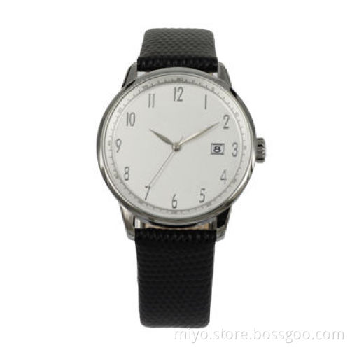 Men's style wristwatches in stainless steel case and genuine leather strap, Japan movement, 3ATM WRC